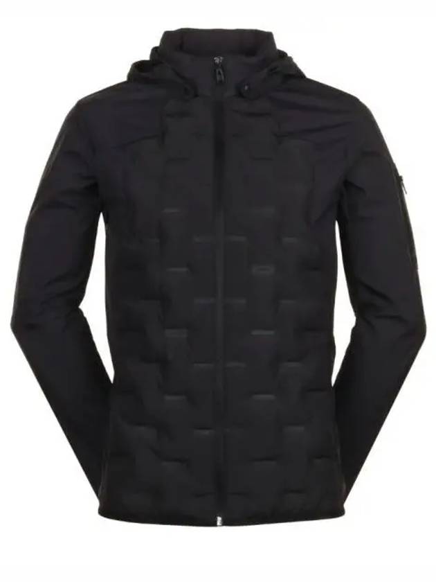 Pattern Padded Hooded Jacket Black - HUGO BOSS - BALAAN 2