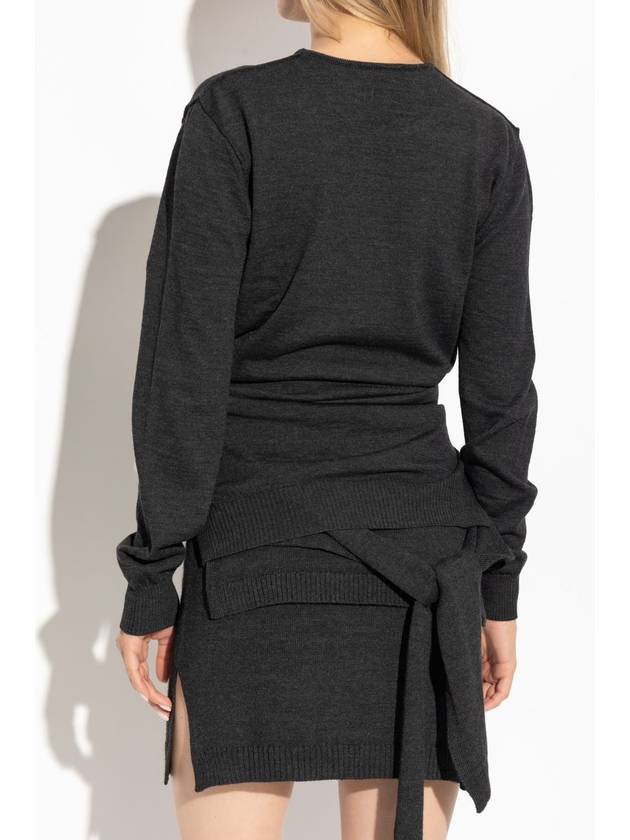 Trompe L'oeil Crew Neck Knit Top Anthracite - LEMAIRE - BALAAN 5