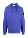 Wappen Patch Brushed Cotton Fleece Hoodie Blue - STONE ISLAND - BALAAN 2