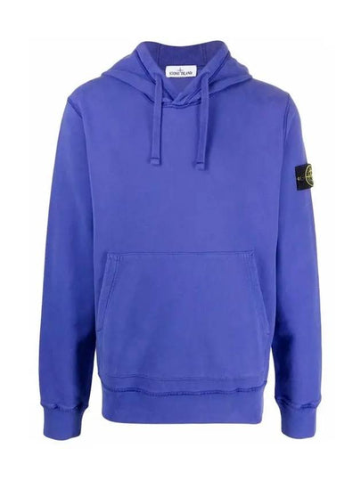 Wappen Patch Brushed Cotton Fleece Hoodie Blue - STONE ISLAND - BALAAN 2