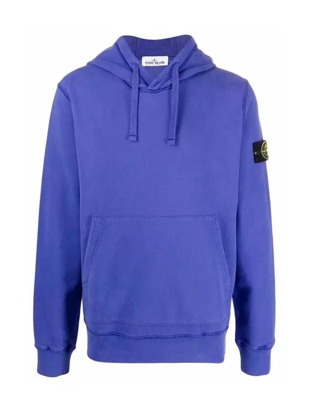 Wappen Patch Brushed Cotton Fleece Hoodie Blue - STONE ISLAND - BALAAN 3