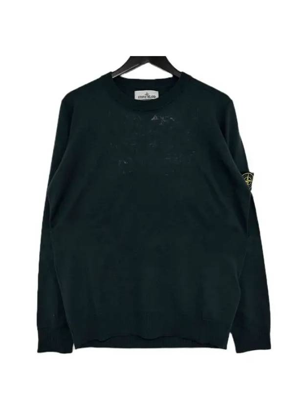 Logo Patch Round Neck Knit Top Dark Green - STONE ISLAND - BALAAN 2