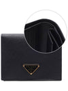 Gold Hardware Triangle Logo Saffiano Half Wallet Black - PRADA - BALAAN 2