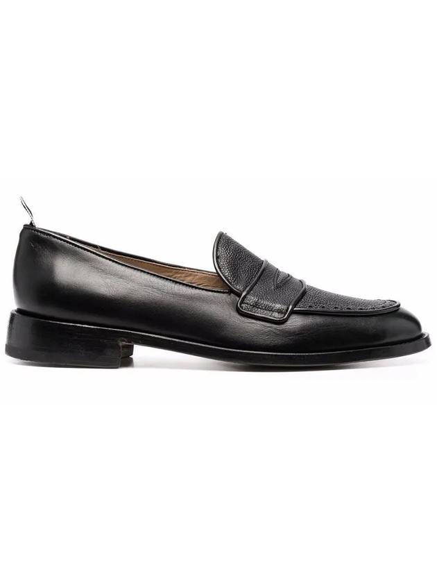 Men's Vitello Flexible Leather Sole Soft Penny Loafer Black - THOM BROWNE - BALAAN 3