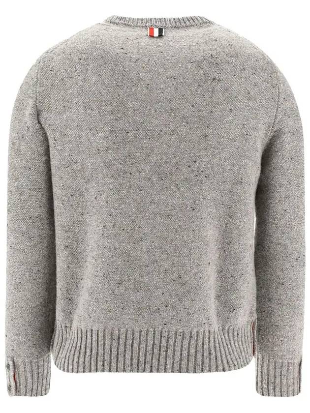 Donegal 4-Bar Striped Crew Neck Wool Knit Top Light Grey - THOM BROWNE - BALAAN 4