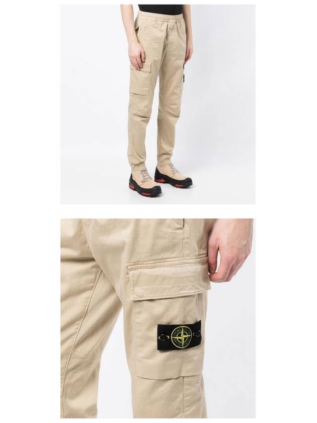 Stretch Cotton Wool Satin Cargo Pants Beige - STONE ISLAND - BALAAN 6