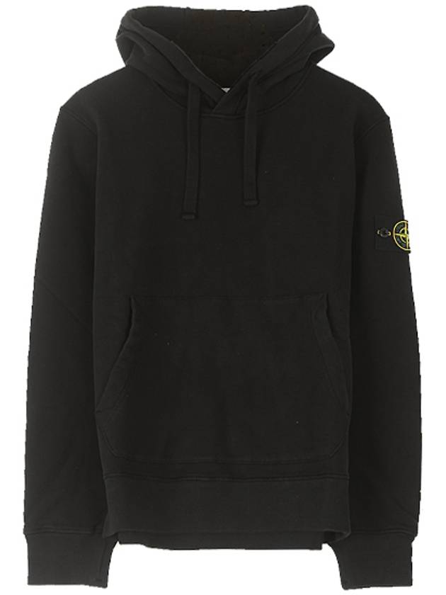 Wappen Patch Cotton Fleece Hoodie Black - STONE ISLAND - BALAAN 2