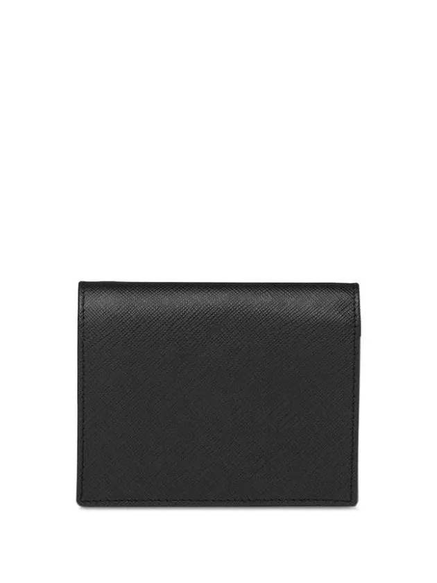 Gold Hardware Triangle Logo Saffiano Half Wallet Black - PRADA - BALAAN 3