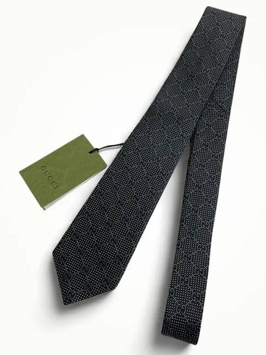 Men's GG Dot Pattern Silk Necktie Black - GUCCI - BALAAN 2