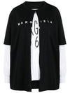 Double Logo Cotton Long Sleeve T-Shirt Black White - MAISON MARGIELA - BALAAN 2