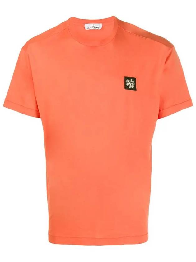 Logo Patch Short Sleeve T-Shirt Orange - STONE ISLAND - BALAAN 2