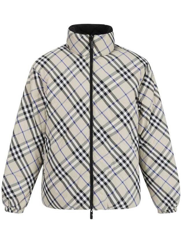 Check Reversible Down Zip-Up Jacket Lichen - BURBERRY - BALAAN 3