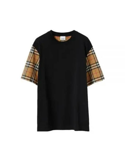 Vintage Check Sleeve Cotton Oversized T-shirt Black - BURBERRY - BALAAN 2