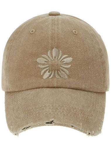 Runway Mugung Embroidery Pigment Ball Cap Beige - ULKIN - BALAAN 1