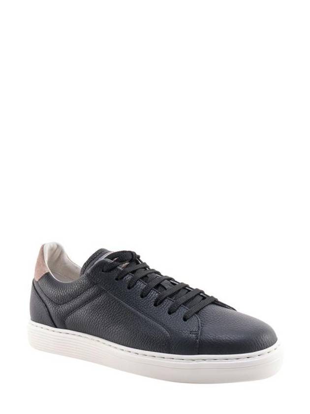 Logo Leather Low Top Sneakers Black - BRUNELLO CUCINELLI - BALAAN 3