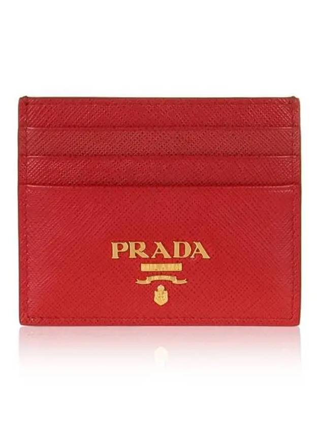 Metal Logo Saffiano Card Wallet Red - PRADA - BALAAN 2