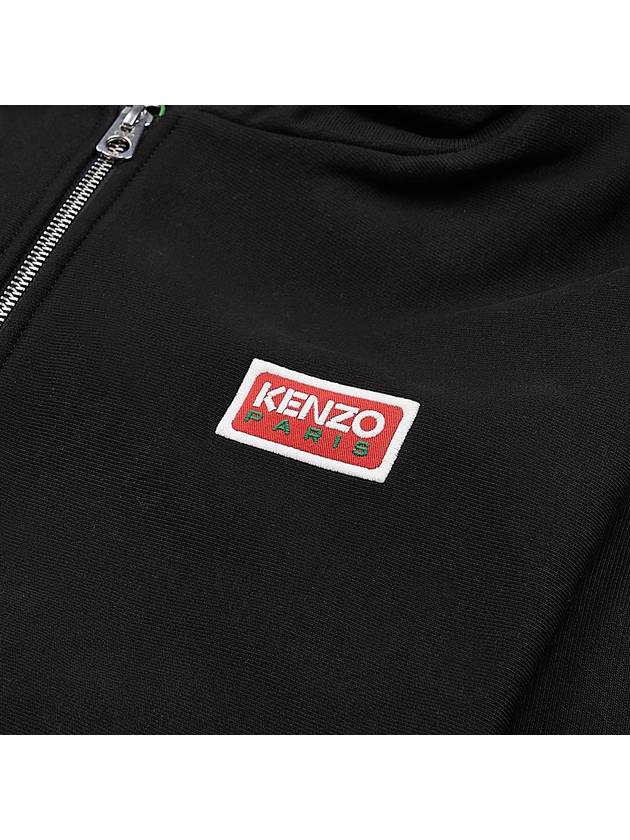 Logo Print Cotton Zip-Up Hoodie Black - KENZO - BALAAN 10