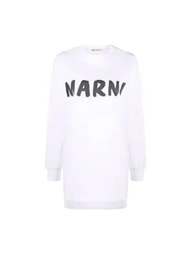 Logo Print Organic Jersey Long Sleeve T-Shirt White - MARNI - BALAAN 2