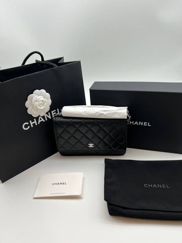 Classic Crossbag On Chain Grained Calfskin & Silver Black - CHANEL - BALAAN 2