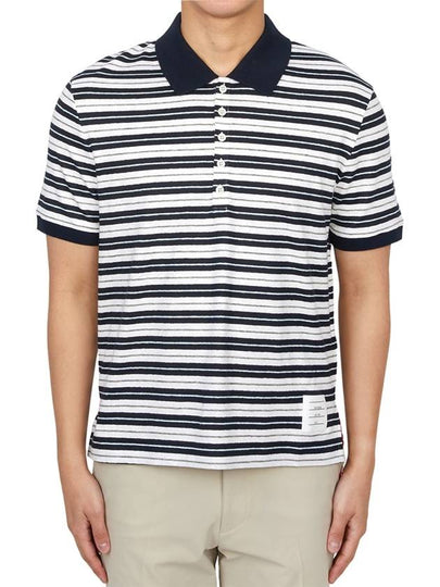 logo patch striped polo shirt MJP191AJ0120 - THOM BROWNE - BALAAN 2