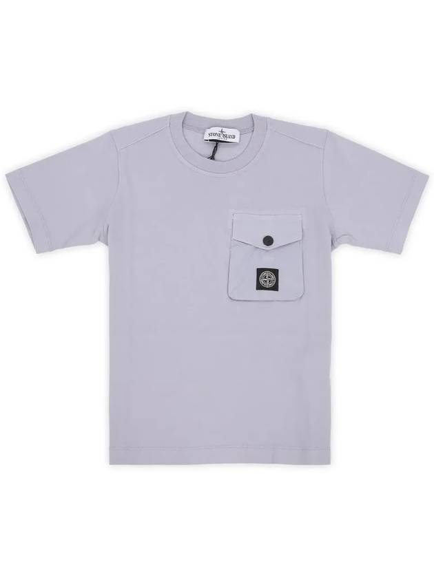 Stone Kids Waffen Patch Pocket Short Sleeve Light Blue 781620247 V0047 10 12A - STONE ISLAND - BALAAN 3