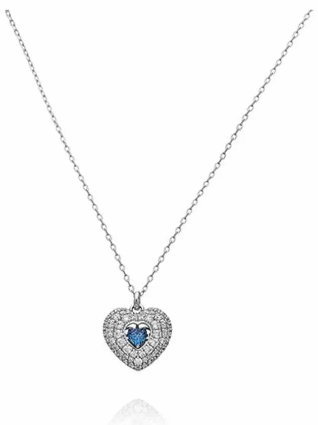 Idyllia Heart Pendant Necklace Blue Silver - SWAROVSKI - BALAAN 4