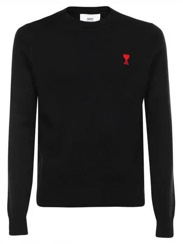 Heart Logo Patch Knit Top Black - AMI - BALAAN 1