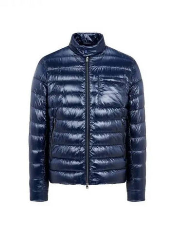 Men s button high neck goose down padded jacket navy 270228 - HERNO - BALAAN 1