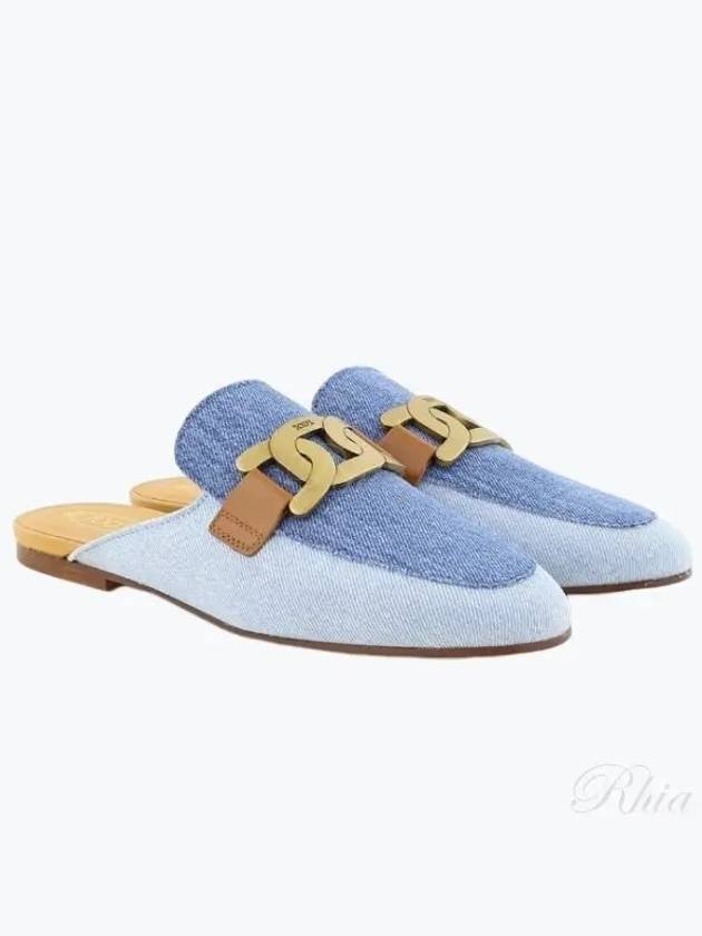 Metal Logo Denim Flat Mule Blue - TOD'S - BALAAN 2