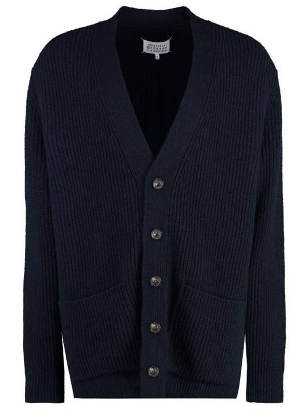 Back Stitched Virgin Wool Cardigan Navy - MAISON MARGIELA - BALAAN 1