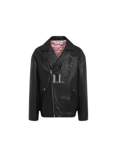 Leather Zip-Up Biker Jacket Black - ACNE STUDIOS - BALAAN 2