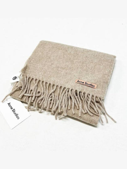 Logo Wool Fringe Scarf Oatmeal Melange - ACNE STUDIOS - BALAAN 2