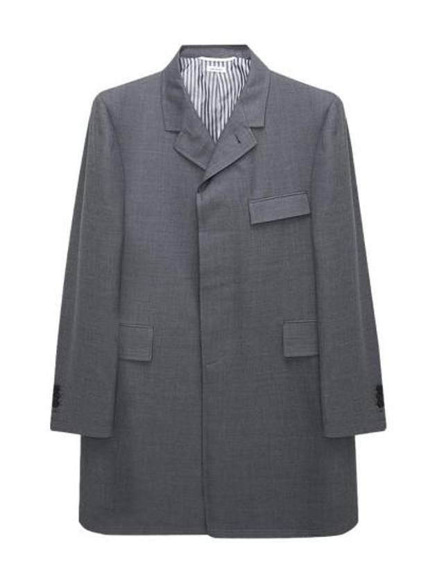 Super 120S Twill Classic Chesterfield Single Coat Grey - THOM BROWNE - BALAAN 3