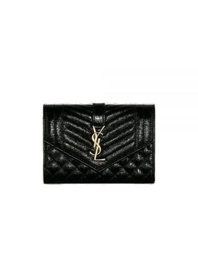 Matelasse Envelope Small Half Wallet Black - SAINT LAURENT - BALAAN 2