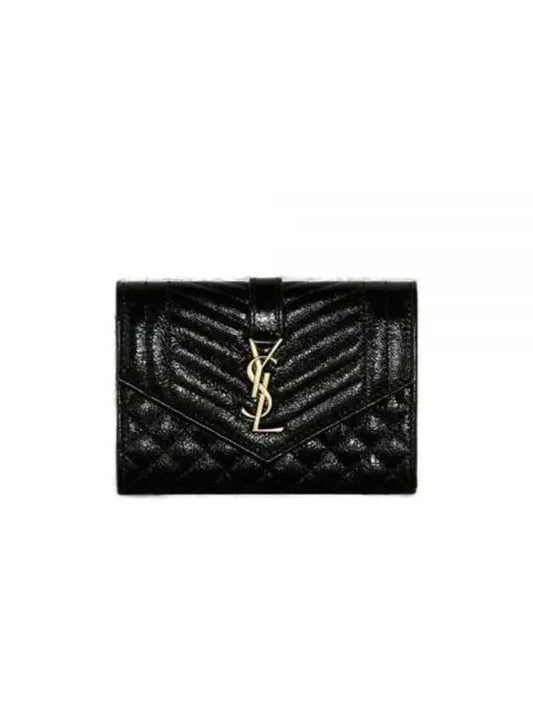 Matelasse Envelope Small Half Wallet Black - SAINT LAURENT - BALAAN 2