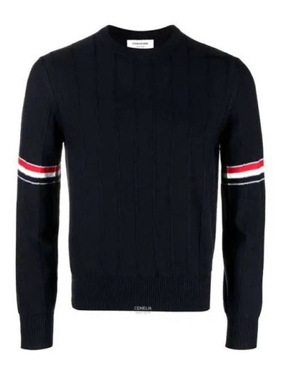 Wool Relaxed Pullover Knit Top Navy - THOM BROWNE - BALAAN 2