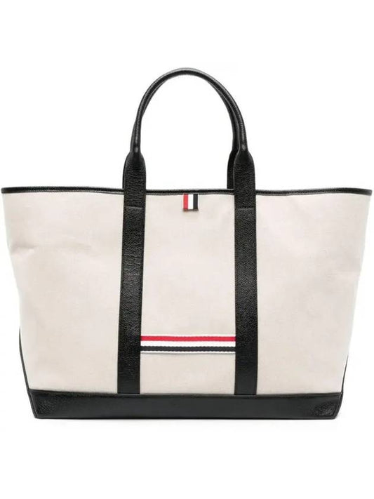 RWB Striped Medium Tote Bag Natural - THOM BROWNE - BALAAN 2