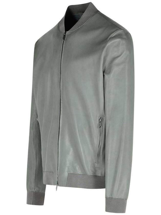 Salvatore Santoro Grey Leather Bomber Jacket - SALVATORE SANTORO - BALAAN 2