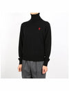 Men's Heart Logo Wool Turtleneck Black - AMI - BALAAN 4