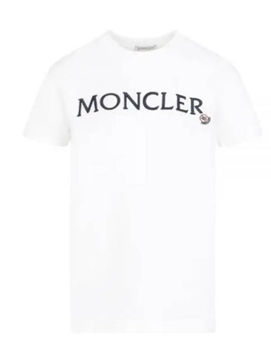 Women s Lettering Embroidery Logo Short Sleeve T Shirt White 231115 - MONCLER - BALAAN 1