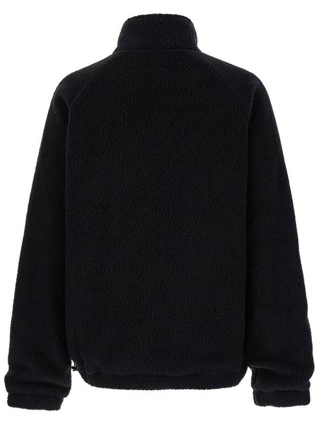 Black High Neck Jacket With Logo Patch In Fleece Man - KENZO - BALAAN 2