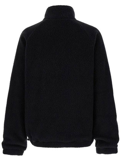 Black High Neck Jacket With Logo Patch In Fleece Man - KENZO - BALAAN 2