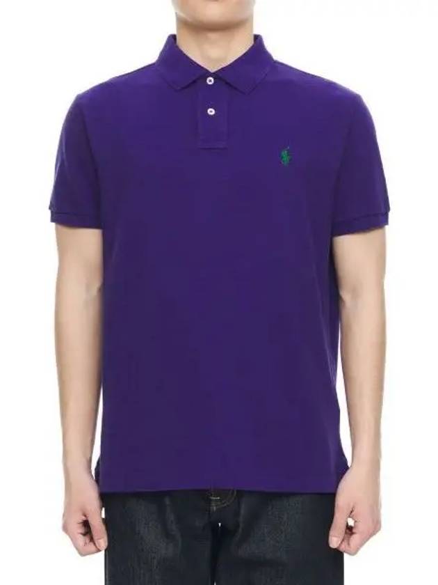 Custom Slim Fit Mesh Polo Shirt Purple - POLO RALPH LAUREN - BALAAN 2