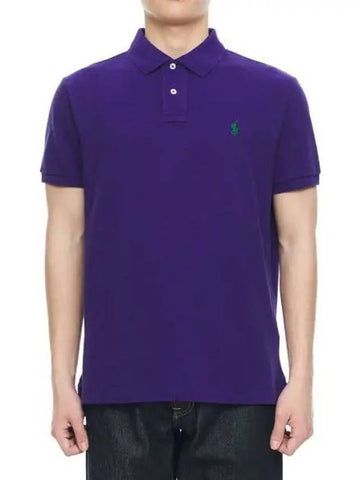 Custom Slim Fit Mesh Polo Shirt Purple - POLO RALPH LAUREN - BALAAN 1