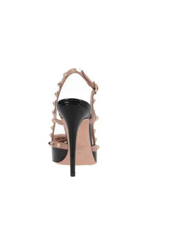 Rockstud Bow Pendant Leather Slingback Heel Black - VALENTINO - BALAAN 5