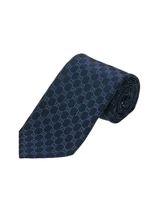 GG Pattern Silk Tie Navy - GUCCI - BALAAN 5