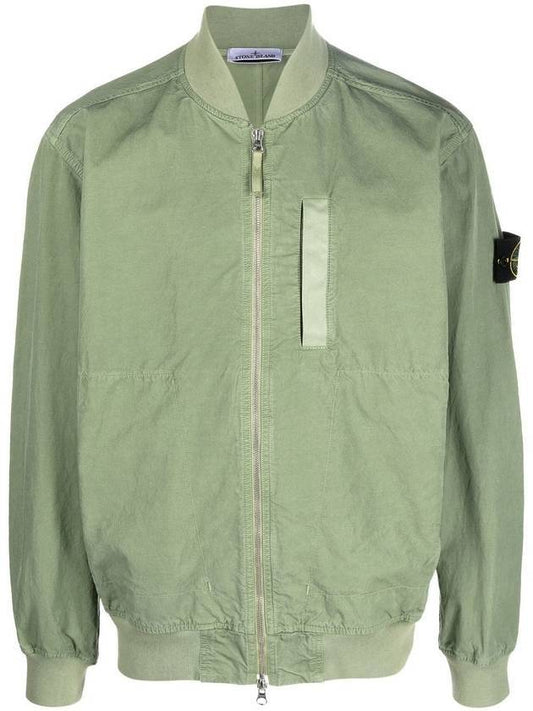 Men's Logo Patch Bomber Jacket Green - STONE ISLAND - BALAAN.