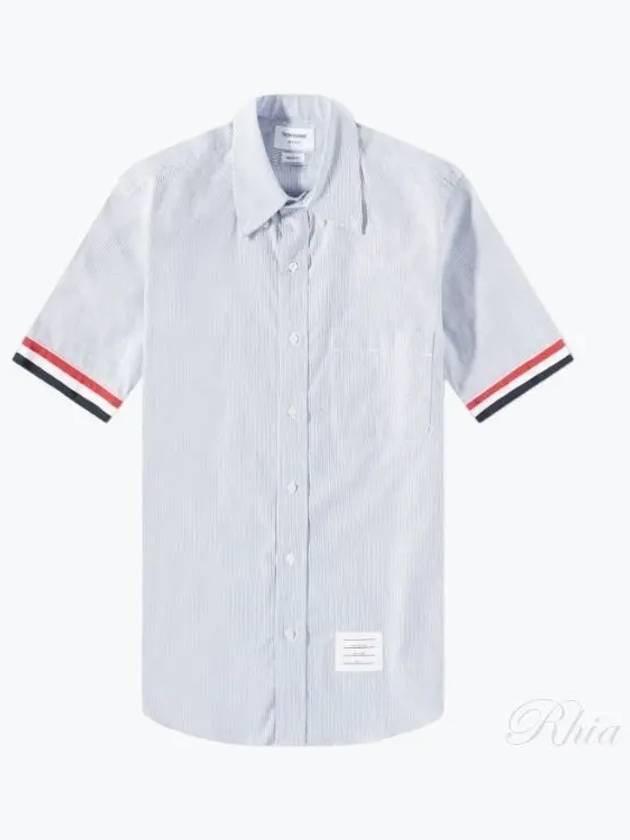 Men's Pincode Armband Short Sleeve Shirt Grey - THOM BROWNE - BALAAN 2