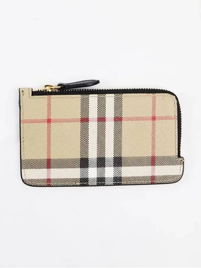 Check Pattern Half Zipper Card Wallet Archive Beige - BURBERRY - BALAAN 2