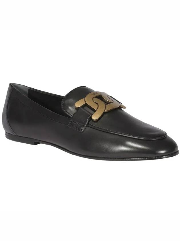 Kate Metal Logo Leather Loafers Black - TOD'S - BALAAN 4